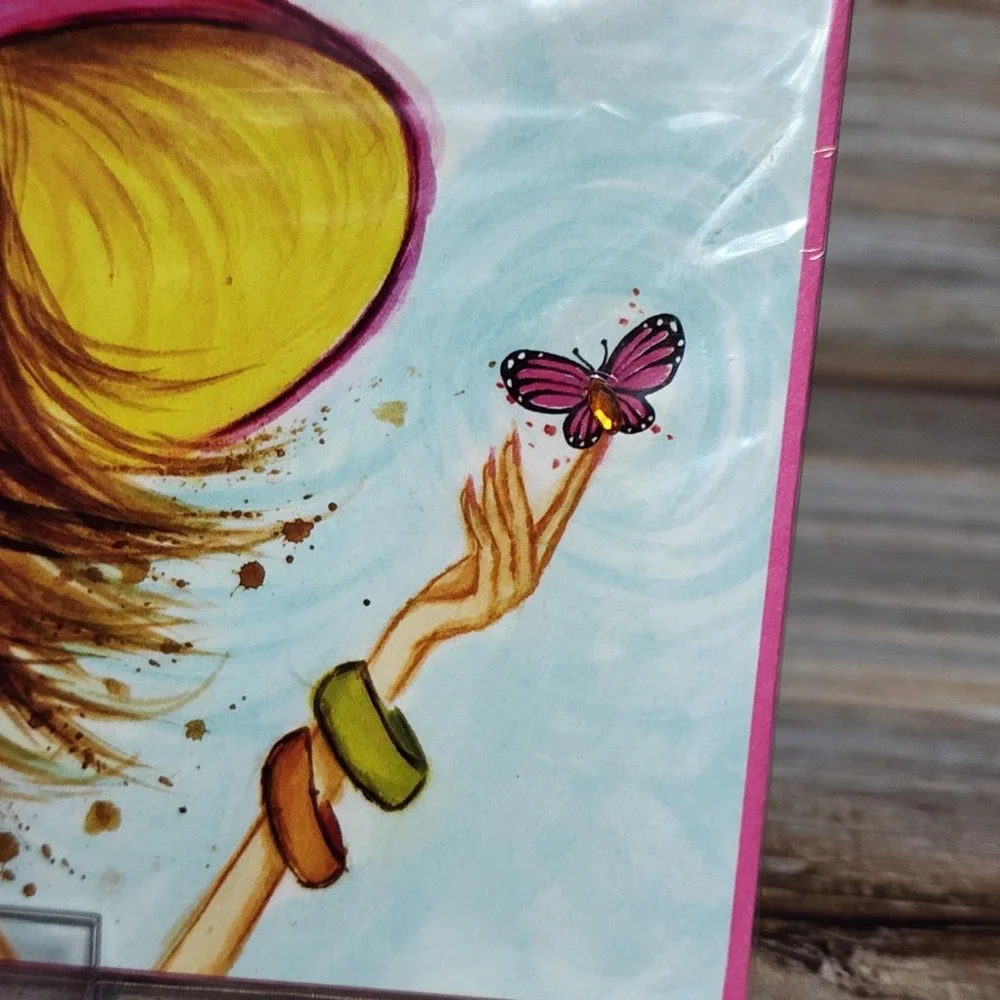 Bella Pilar Bedazzled Butterfly Artist Designed Greeting Card Blank‎ Inside